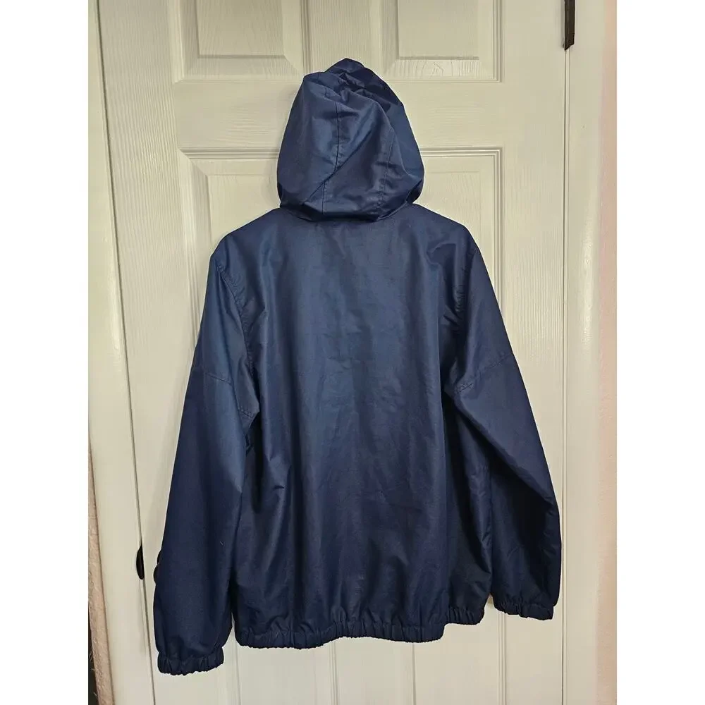 Perry Ellis Portfolio Navy/Yellow Hooded Zip Up Windbreaker Jacket Size Medium